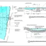 Riffle dam design for natural river restoration and bank stabilization project.